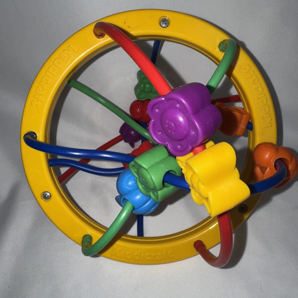 Kiddicraft Bead Ball Puzzle Ball Baby Toy Bright Colors Vintage Plastic Learning - Picture 1 of 9